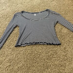 Me To We Striped Top w Lettuce Hem